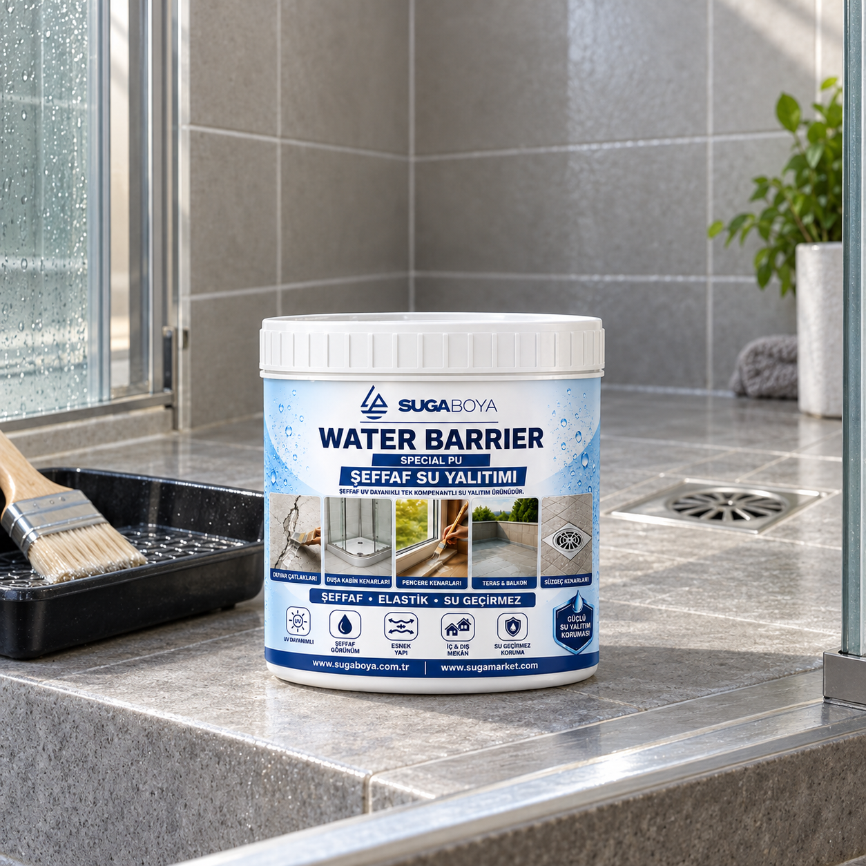 Suga Water Barrier Special PU Şeffaf Su Yalıtımı 1 kg — uygulama fotoğrafı