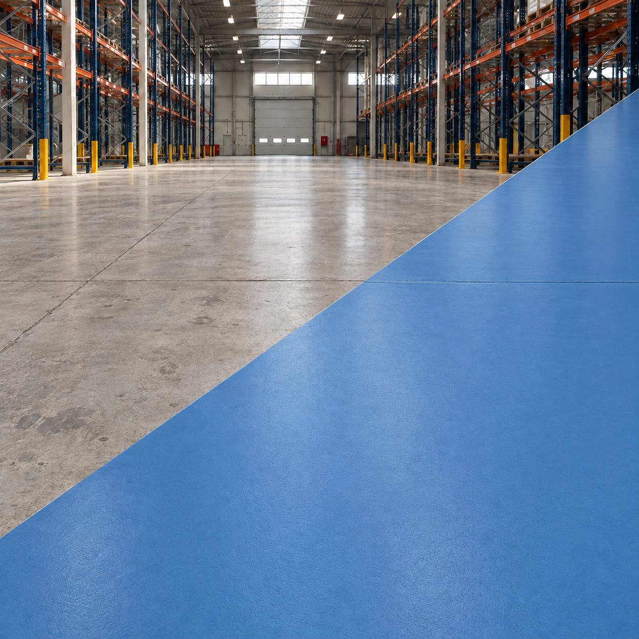Suga Powerfloor Zemin Boyası 18 kg — Temsili öncesi ve sonrası