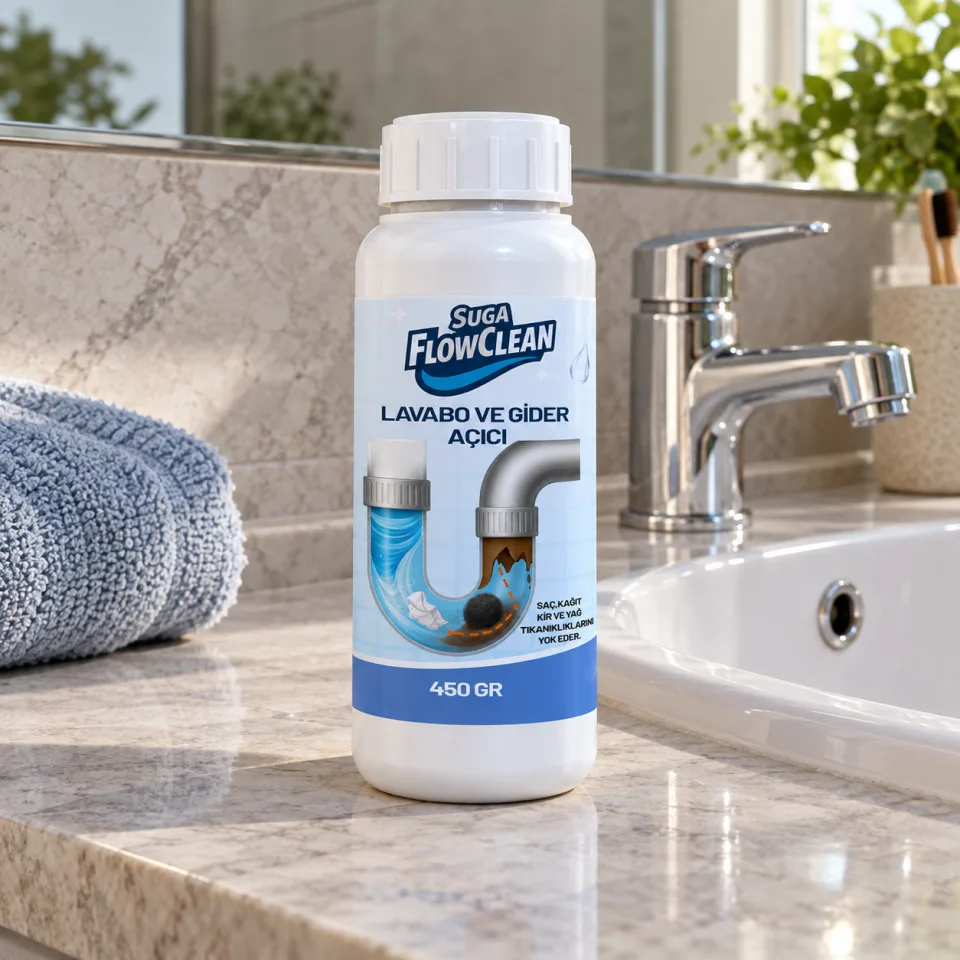Suga Lavabo Gider Açıcı (Flowclean Toz Açıcı) 450 gr — uygulama fotoğrafı