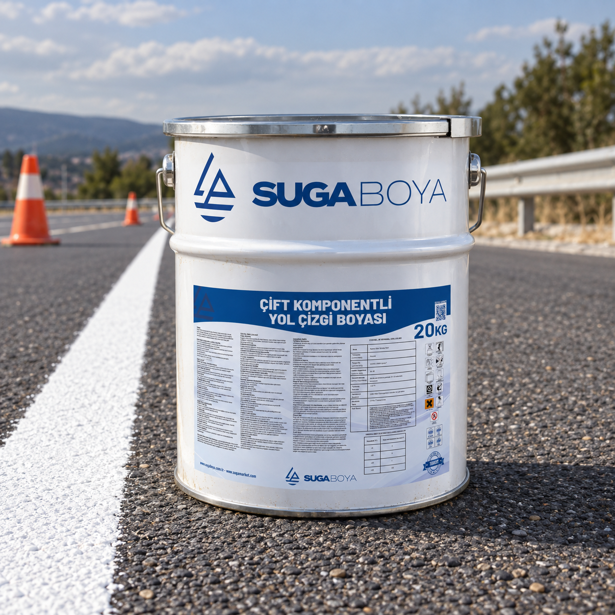 Suga Çift Komponentli Yol Çizgi Boyası 20 kg — uygulama fotoğrafı